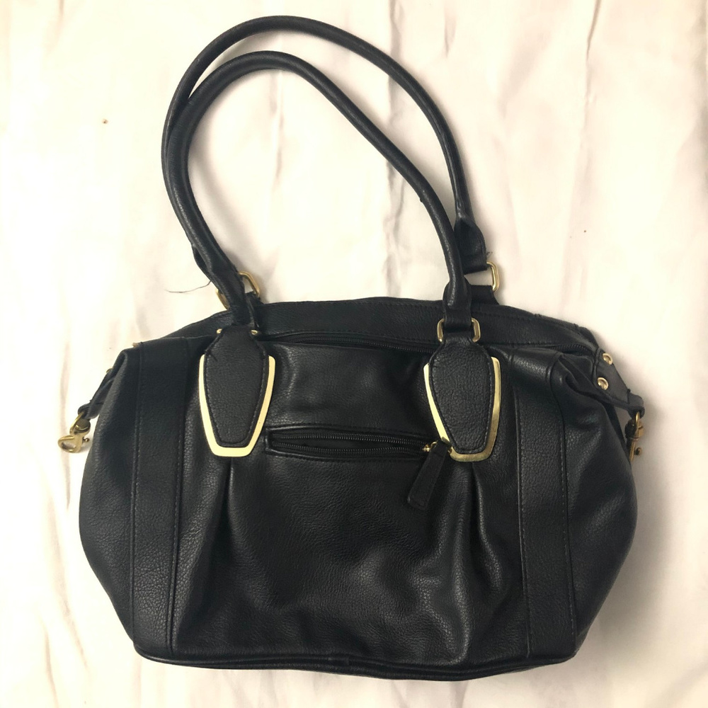 Big Liz Claiborne PU Leather Satchel Purse Handbag